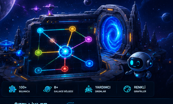 Neon enerji bağlantıları ve portal geçidi bulunan Nova Grid Quest sahnesi